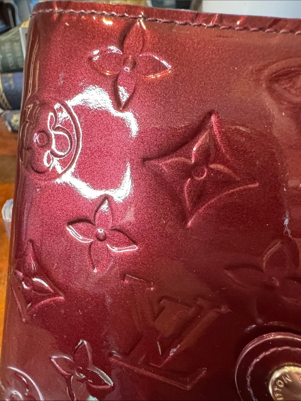 Louis Vuitton Patent Vernis Deep Burgundy Notebook Cover